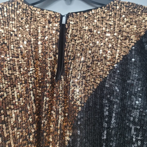 Belle BadgleyMischkaHayes Combo Sequin Color Block Crew Neck Blouson Long Sleeve - Picture 8 of 10